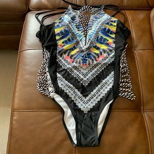 Very sexy one piece multicolor swimsuit